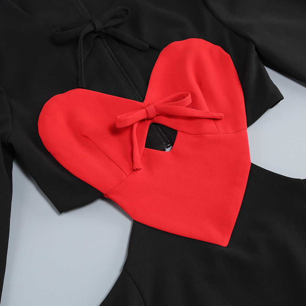 Fashionslee Women Brettney Red Heart Long Sleeve Mini Dress