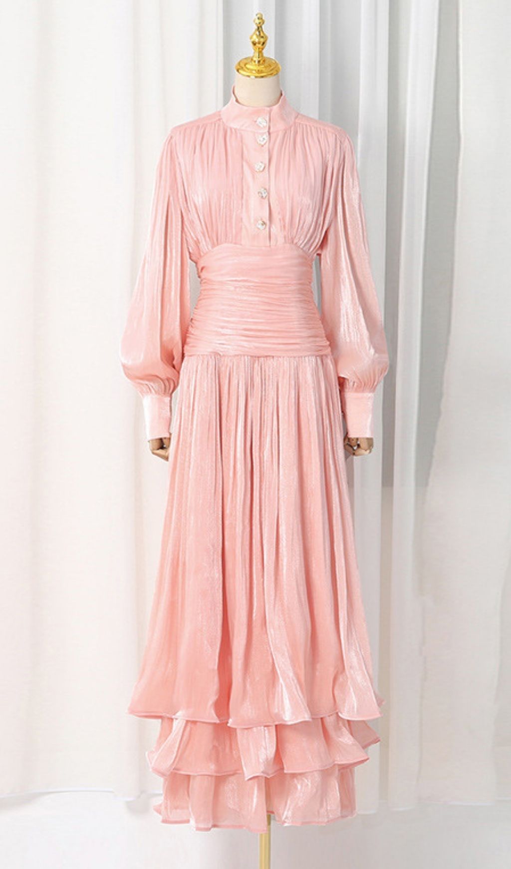 Fashionslee Women Klarika Pink Long Sleeve Maxi Dress