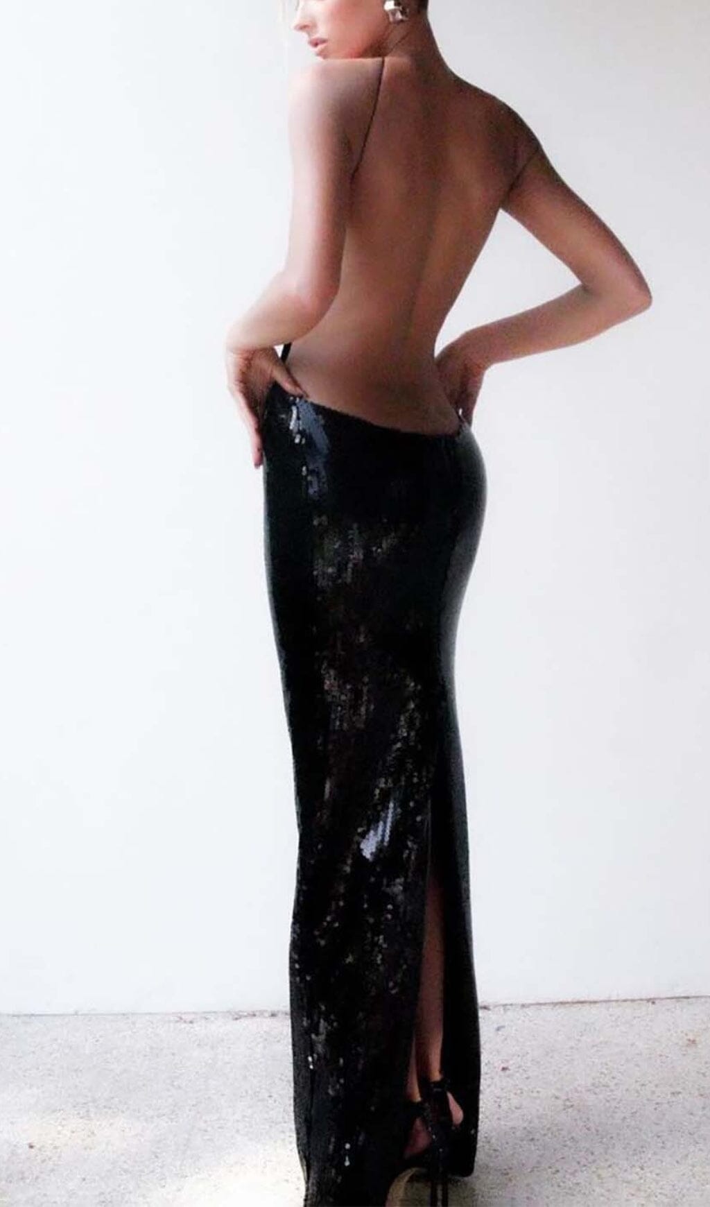 Fashionslee Women Front Cutout Backless Maxi Dress In Black