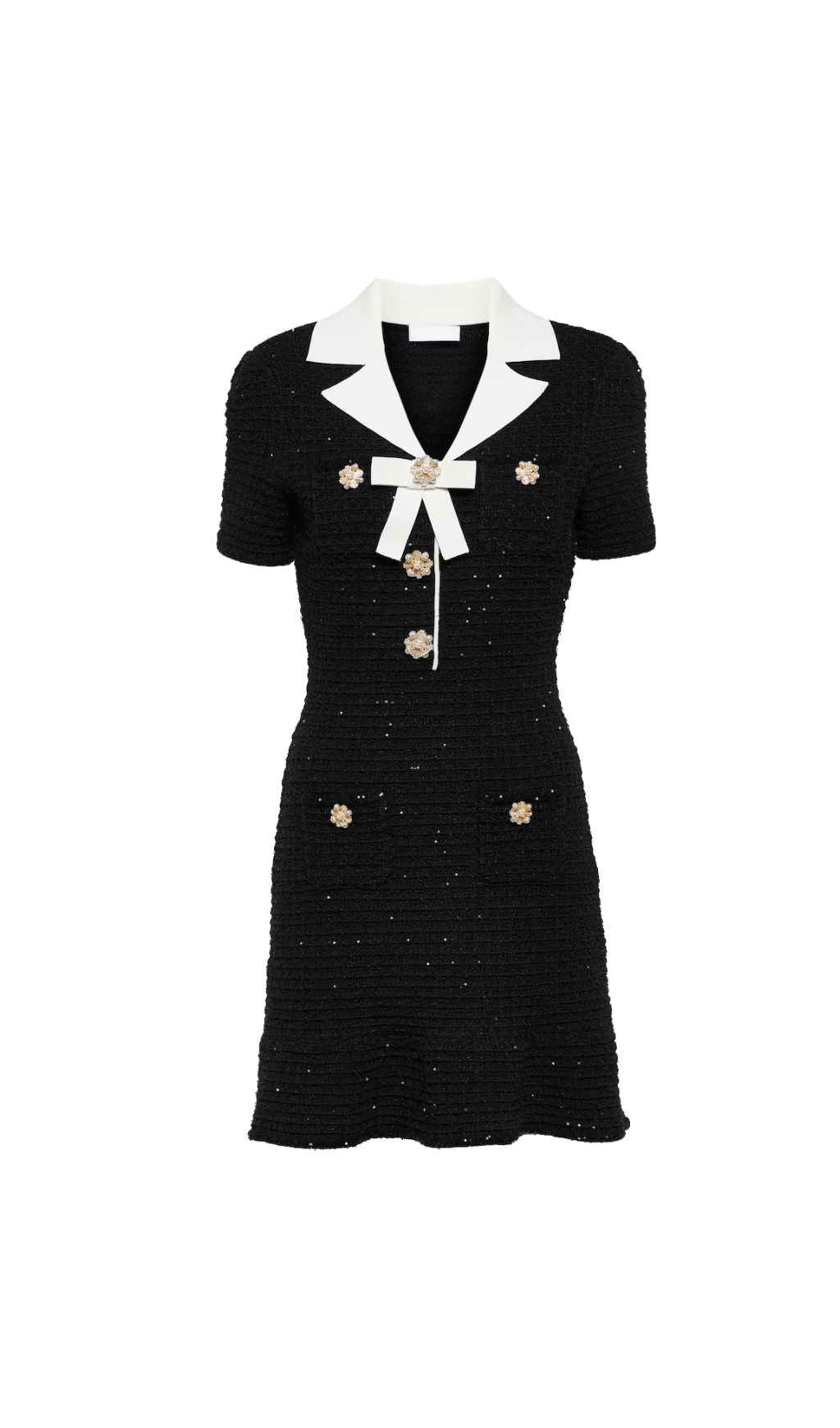 Fashionslee Women Ambre Black Knit Bow Mini Dress