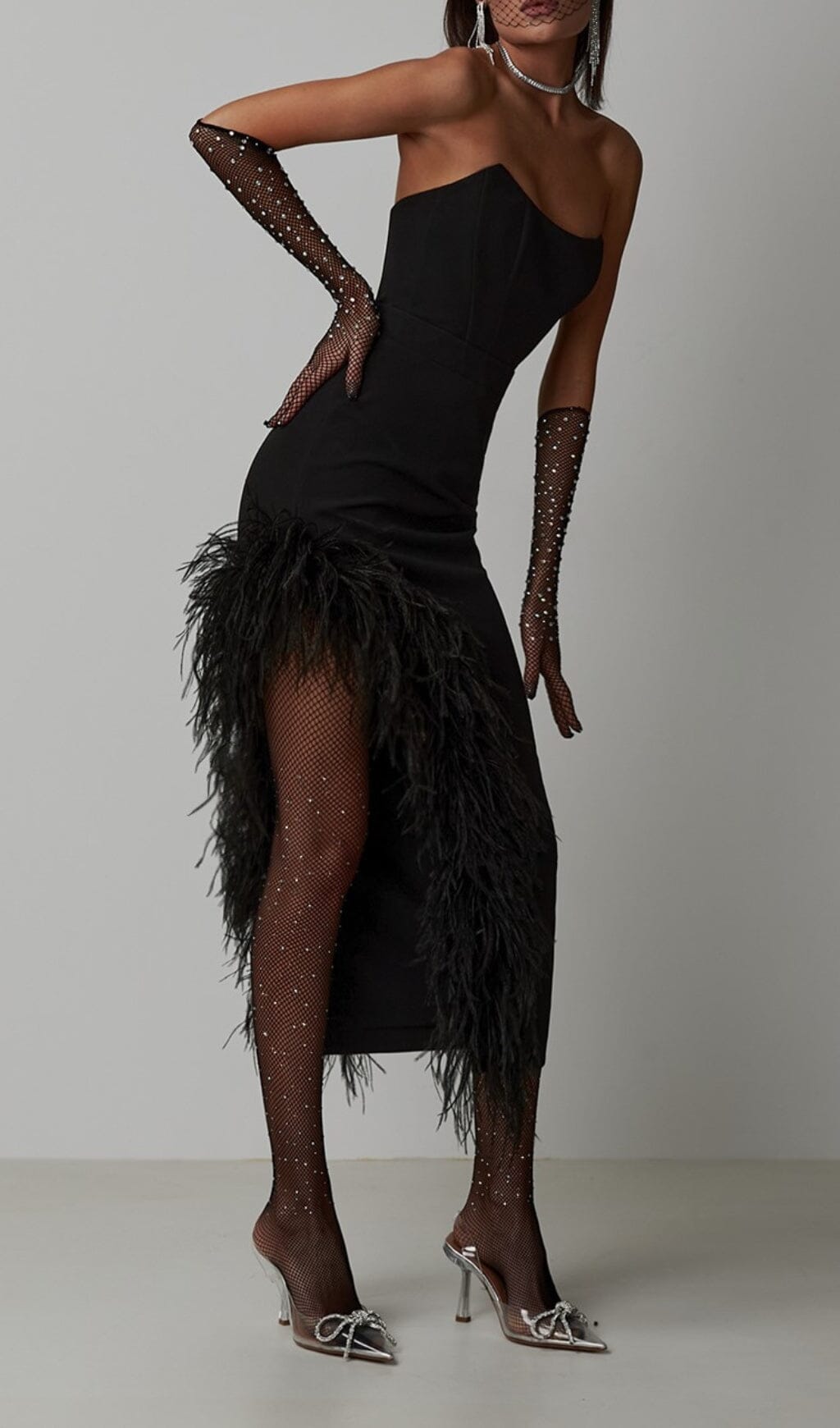 3975aa1971b2a9cdf8003a825f5d841d.jpeg Fashionslee Women Feather High-Low Dress In Black