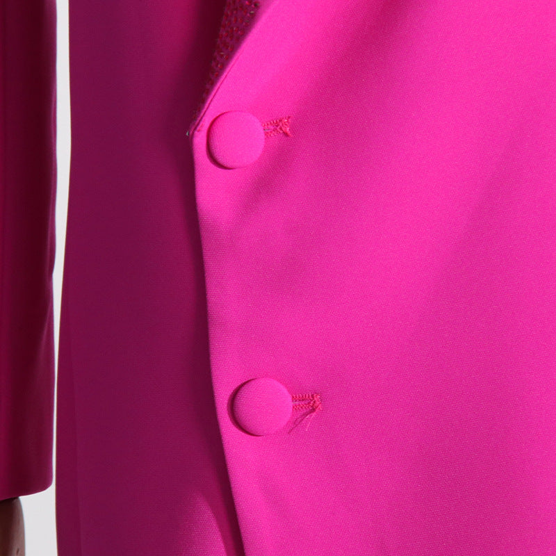 Fashionslee Women Adara Rhinestone Coat In Hot Pink