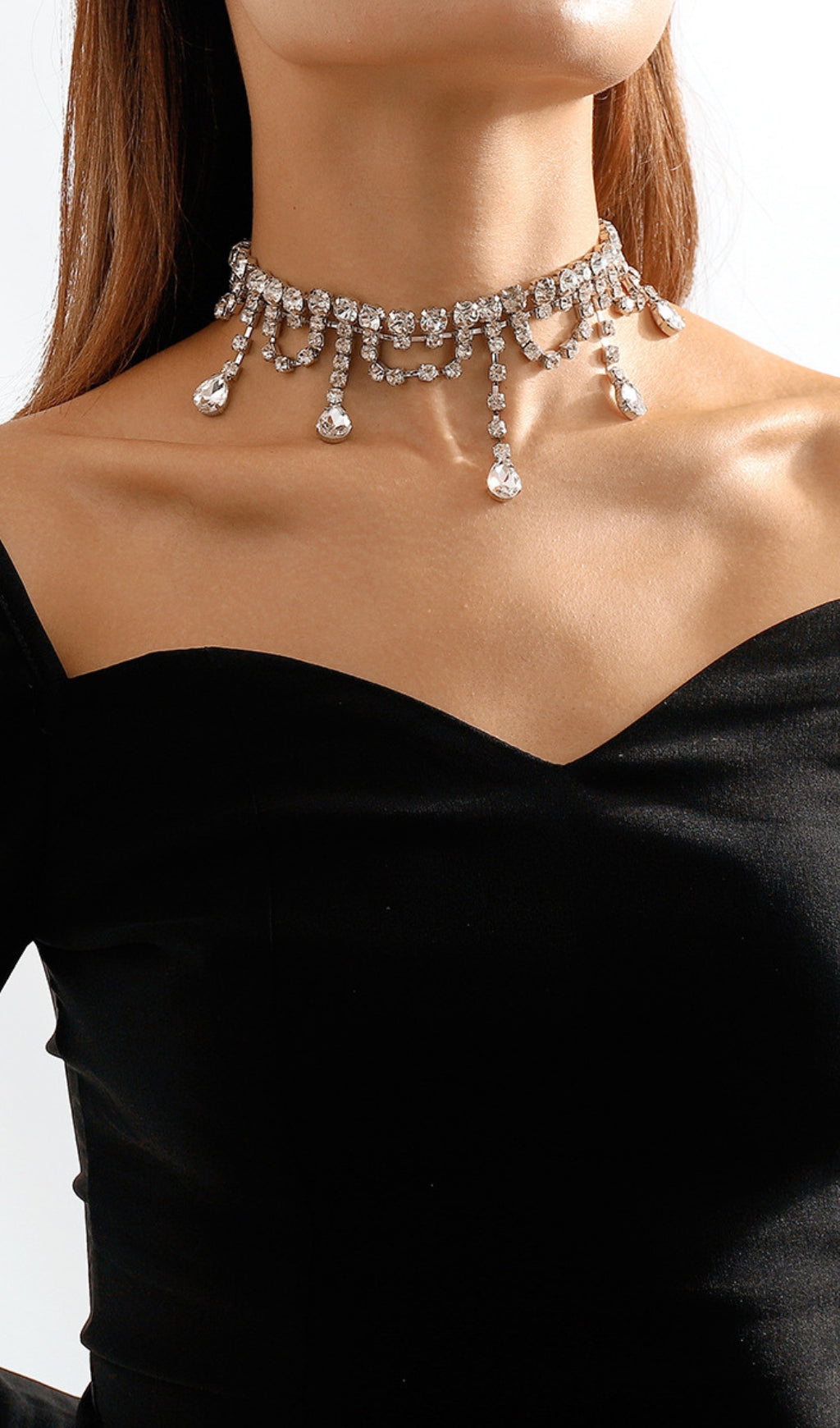Fashionslee Women Silver Rhinestone Tassel Claw Chain