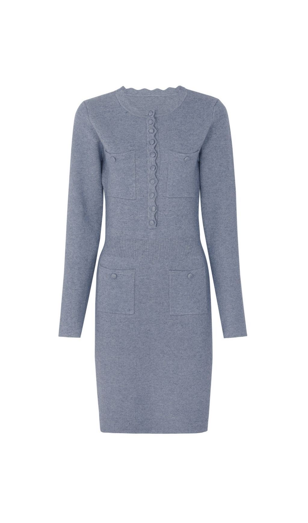 Fashionslee Women Kartier Grey Long Sleeve Knit Mini Dress