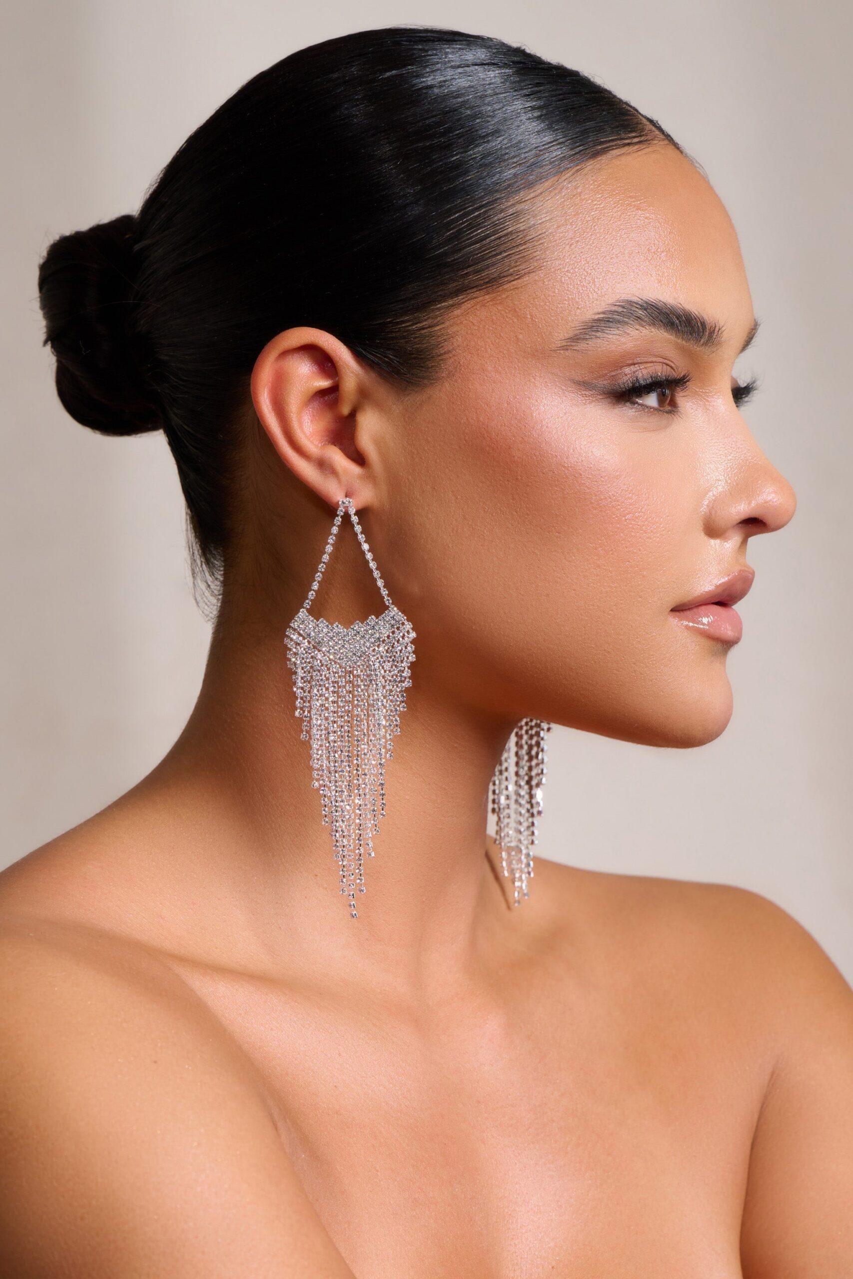 Fashionslee Women Silver Statement Teardrop Tassel Earrings