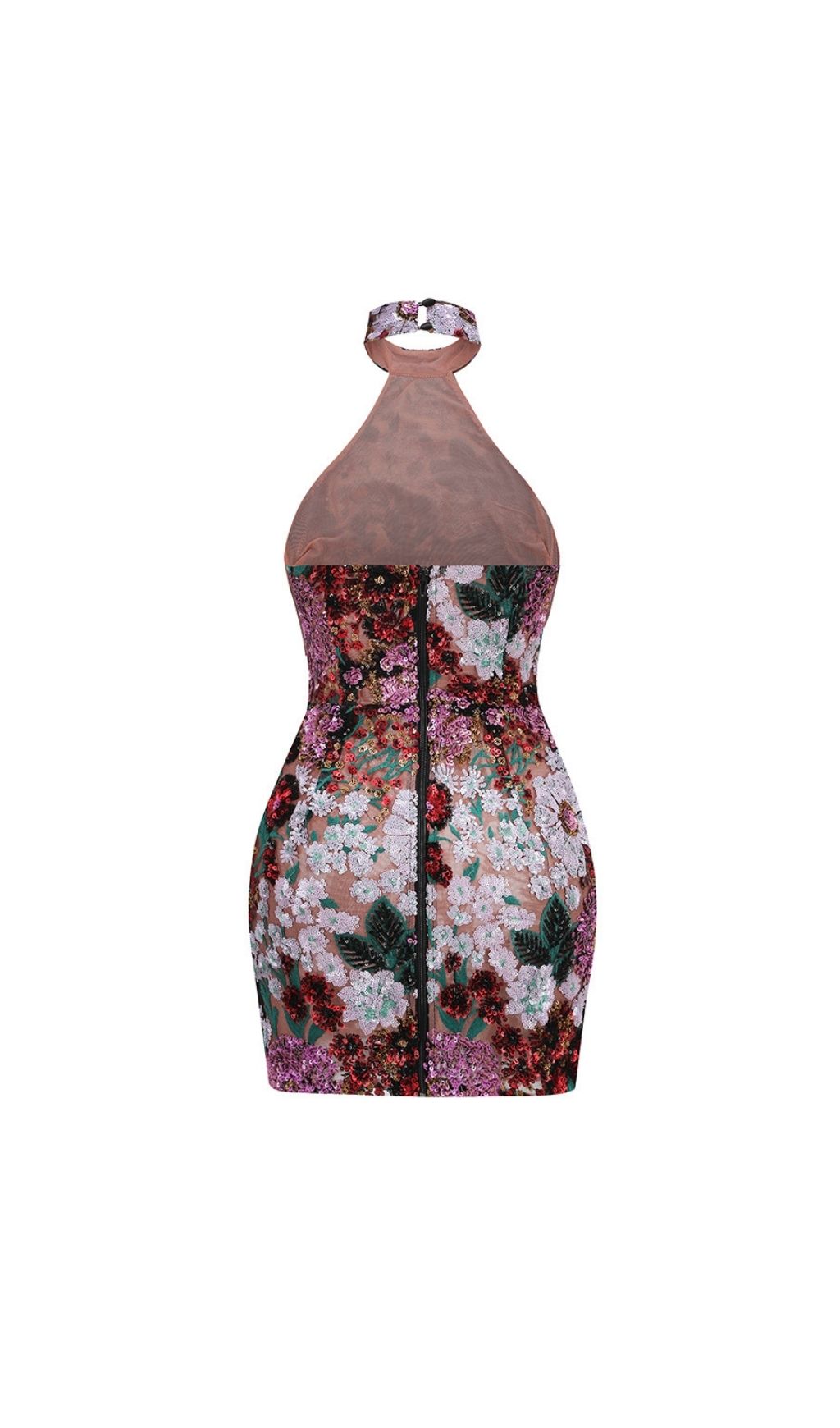 3a105c949cf78bca807419fc2120c886.jpg Fashionslee Women Giulia Halter Flower Sequin Mini Dress