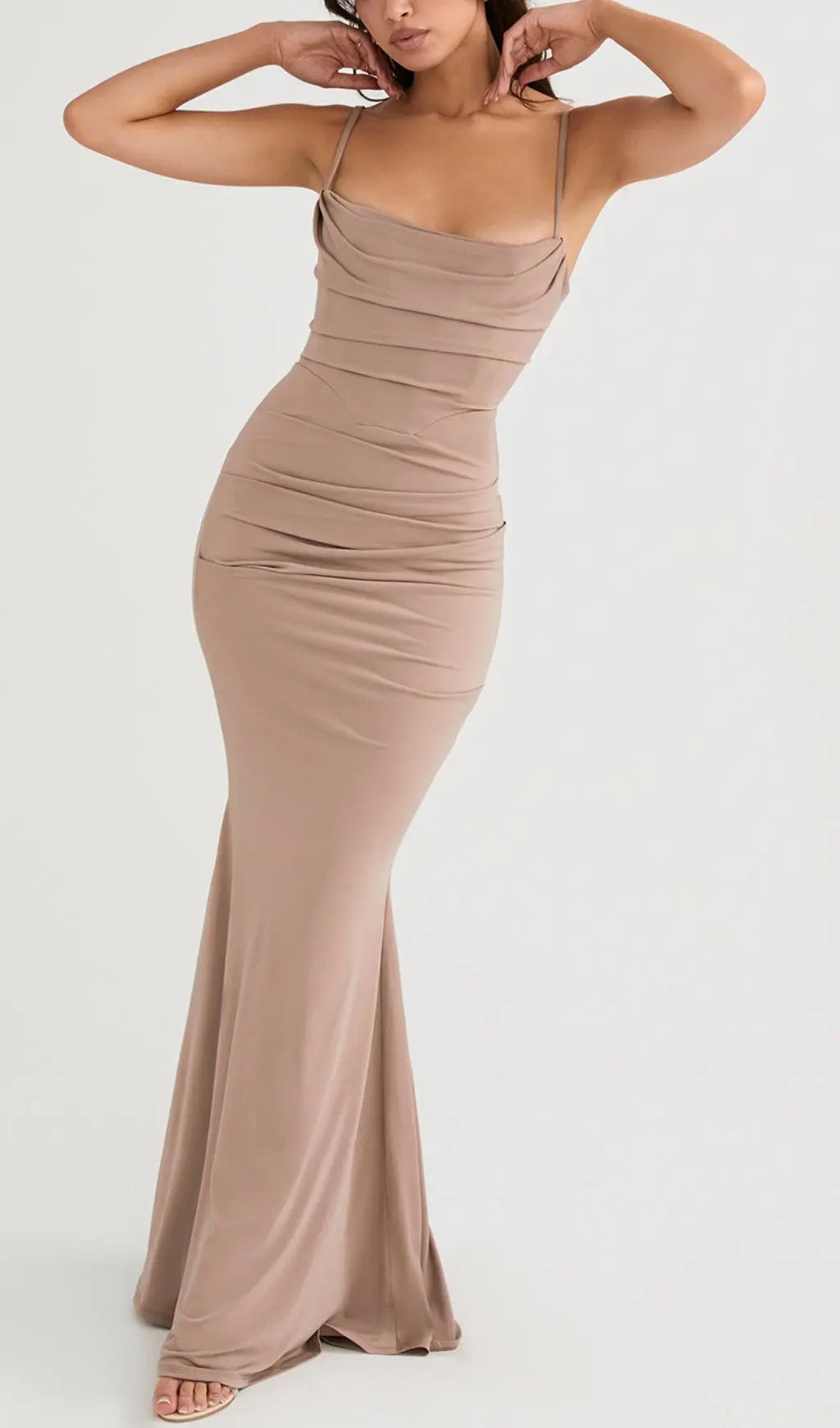 TRENDING ALMOND JERSEY CORSET MAXI DRESS - OWNCI TRENDING ALMOND JERSEY CORSET MAXI DRESS - OWNCI