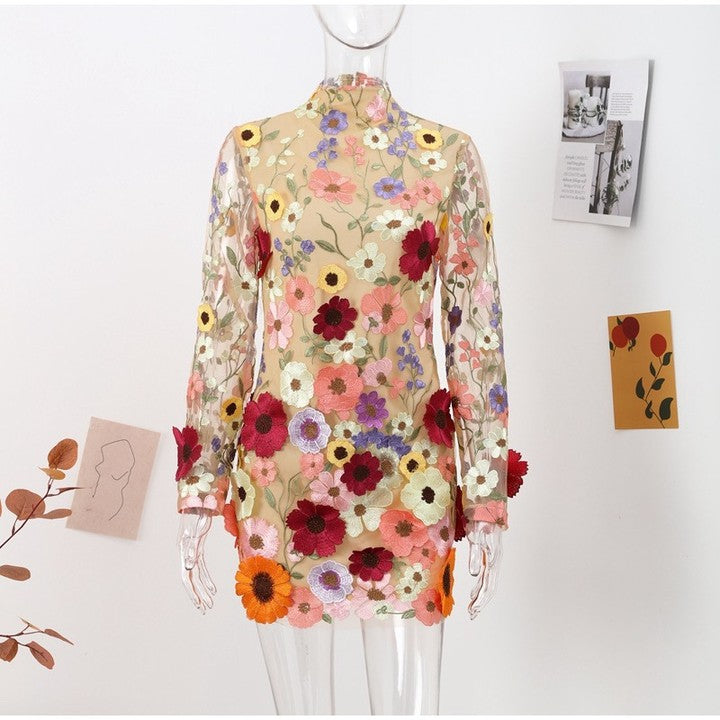 3a3fa905e1e492f357da025ef08e6f61.jpeg Fashionslee Women Embroidered Lace Half High Collar Mini Dress