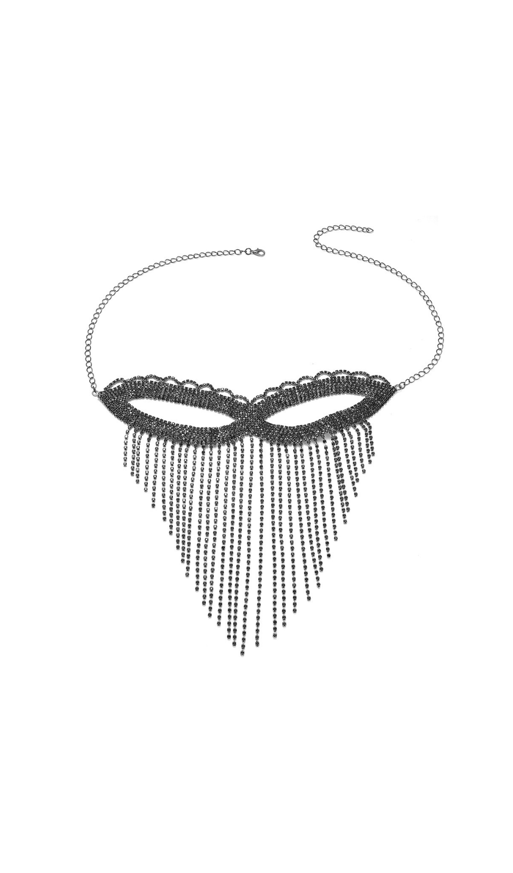 Fashionslee Women Dascha Black Rhinestone Tassel Mask