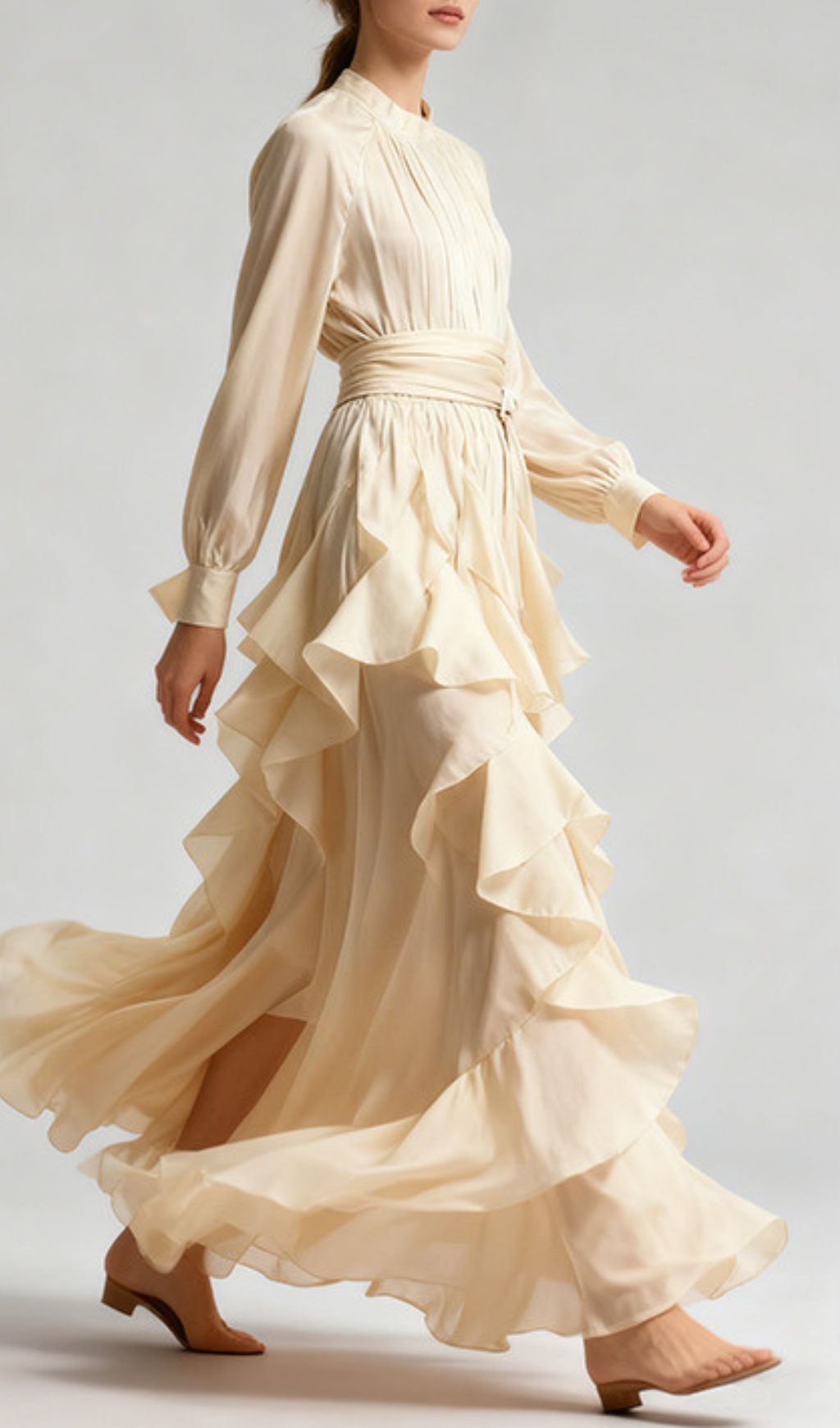 3a6e5c10cc3928cde73b7c1e26bea2be.jpg Fashionslee Women Joop Long Sleeve Ruffle Maxi Dress