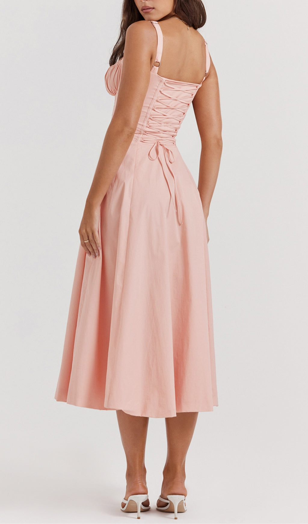 Fashionslee Women Baby Pink Bustier Sundress
