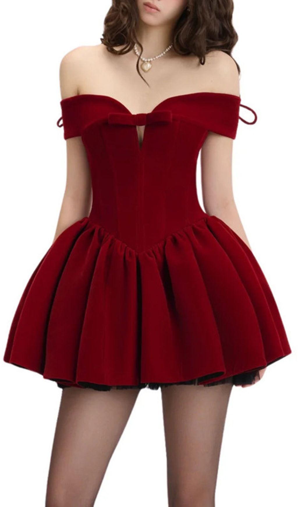 Fashionslee Women Irem Red Off-Shoulder Corset Mini Dress