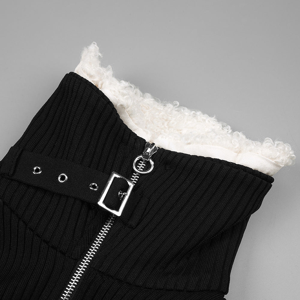 3aa3a896018c7923d227d927d74dfbf8.jpeg Fashionslee Women Aud Fluffy Collared Knit Mini Dress
