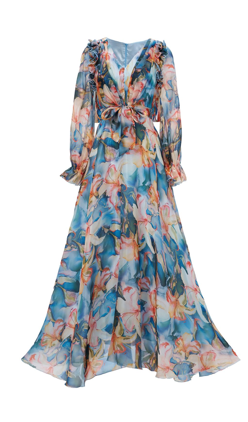 Fashionslee Women Fenicia Blue Floral Printed Maxi Dress