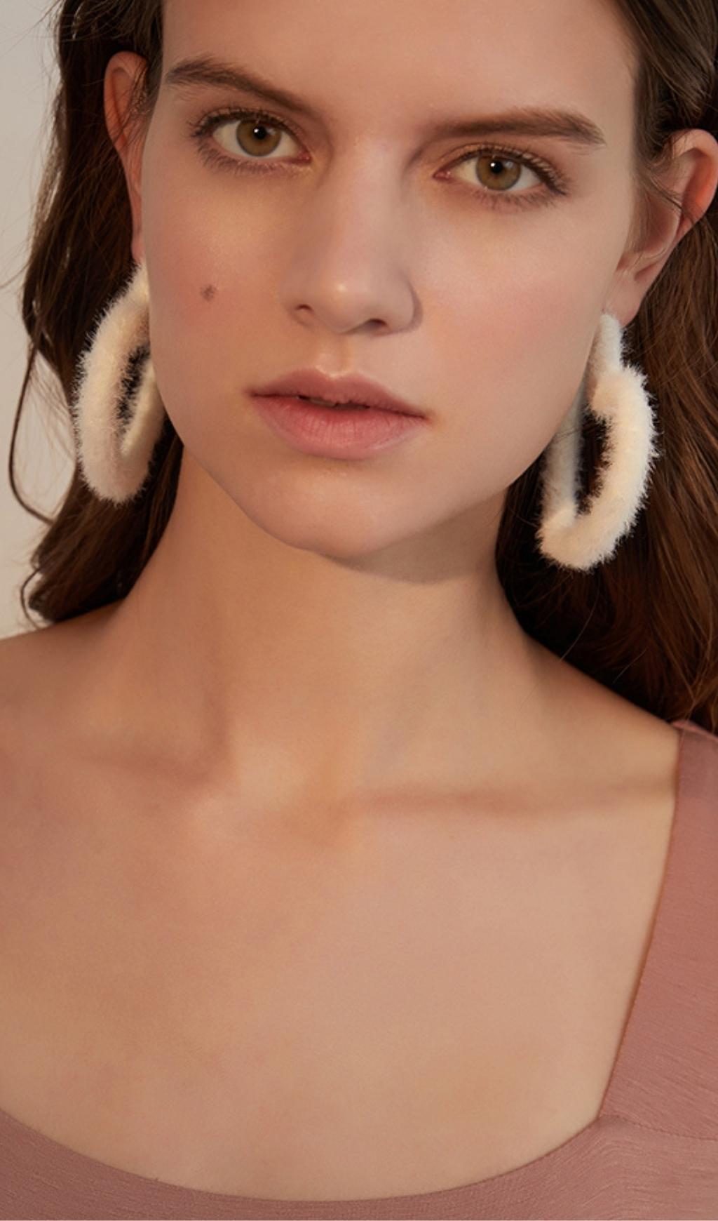 Fashionslee Women Armistead White Love-Shaped Plush Earrings