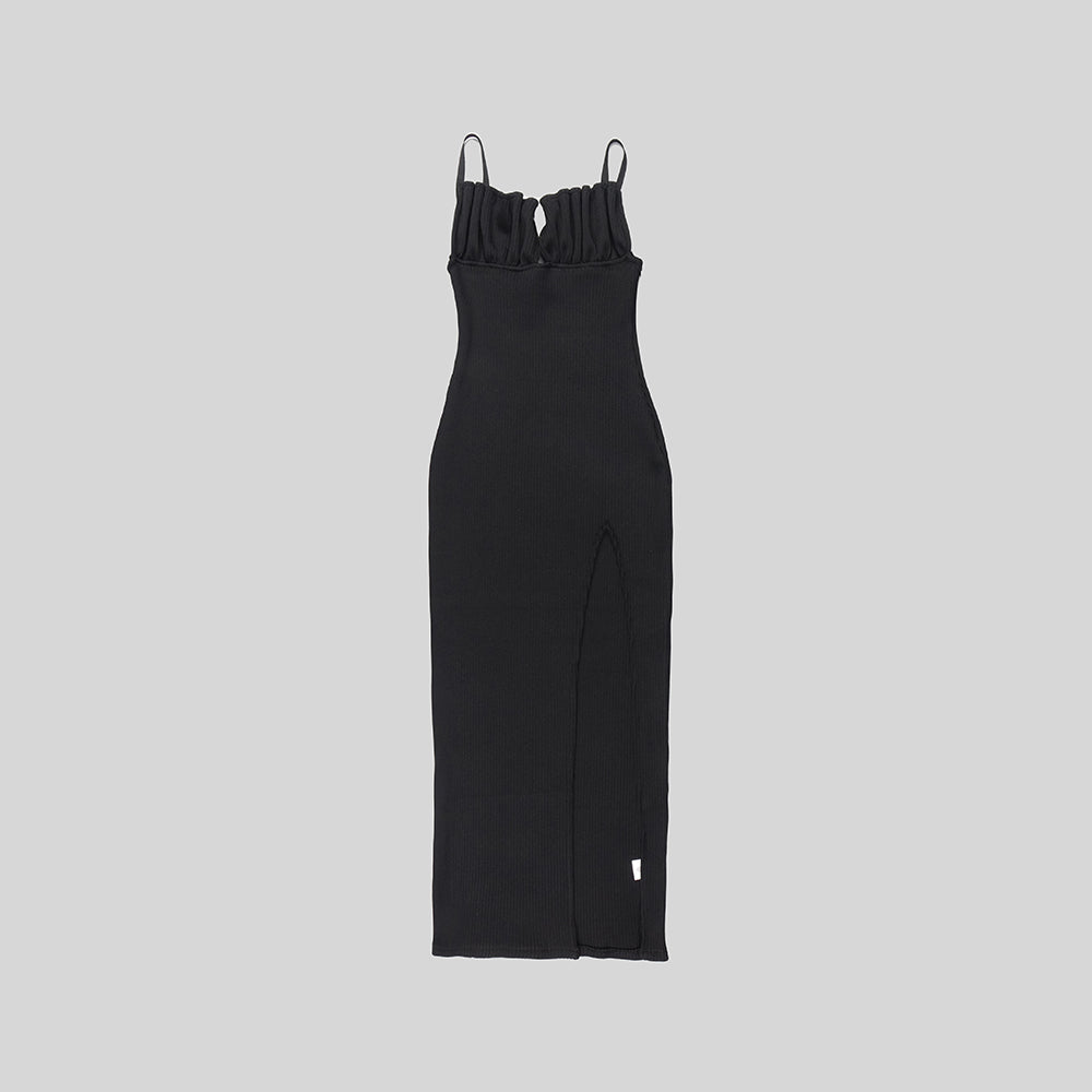 3aefab6c4b3be11ad1b97e4dcb5010db.jpeg Fashionslee Women Knit Dress With Seashells Breast And High Slit Black