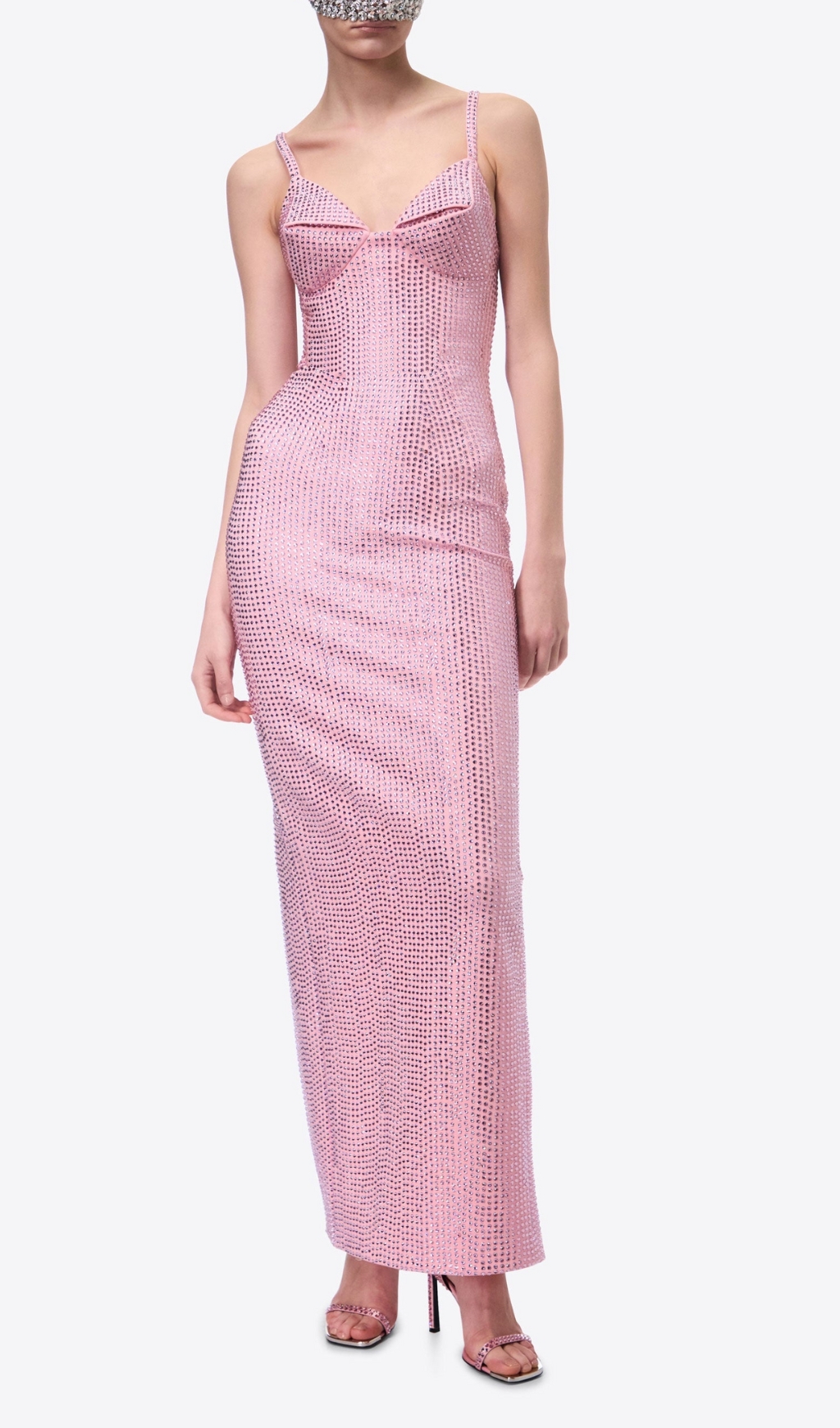 Fashionslee Women Basima Pink Strappy Embellished Maxi Dress