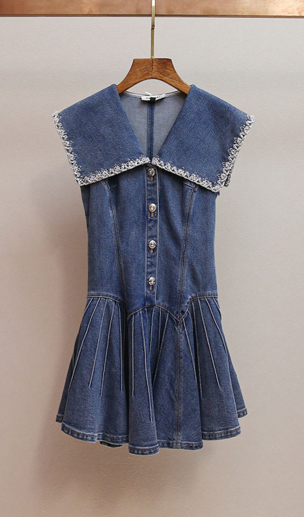 Fashionslee Women Havika Blue Embellished Denim Mini Dress