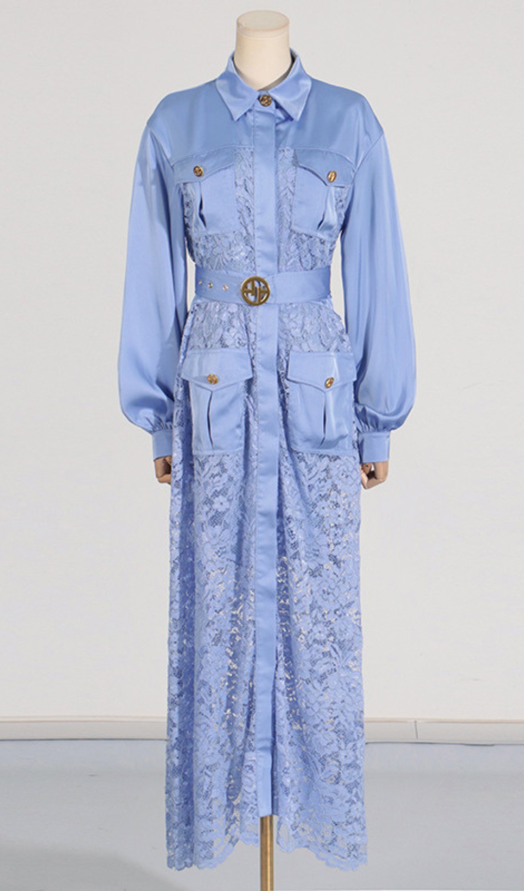 Fashionslee Women Carissa Embroidery Belt Long Sleeve Maxi Dress