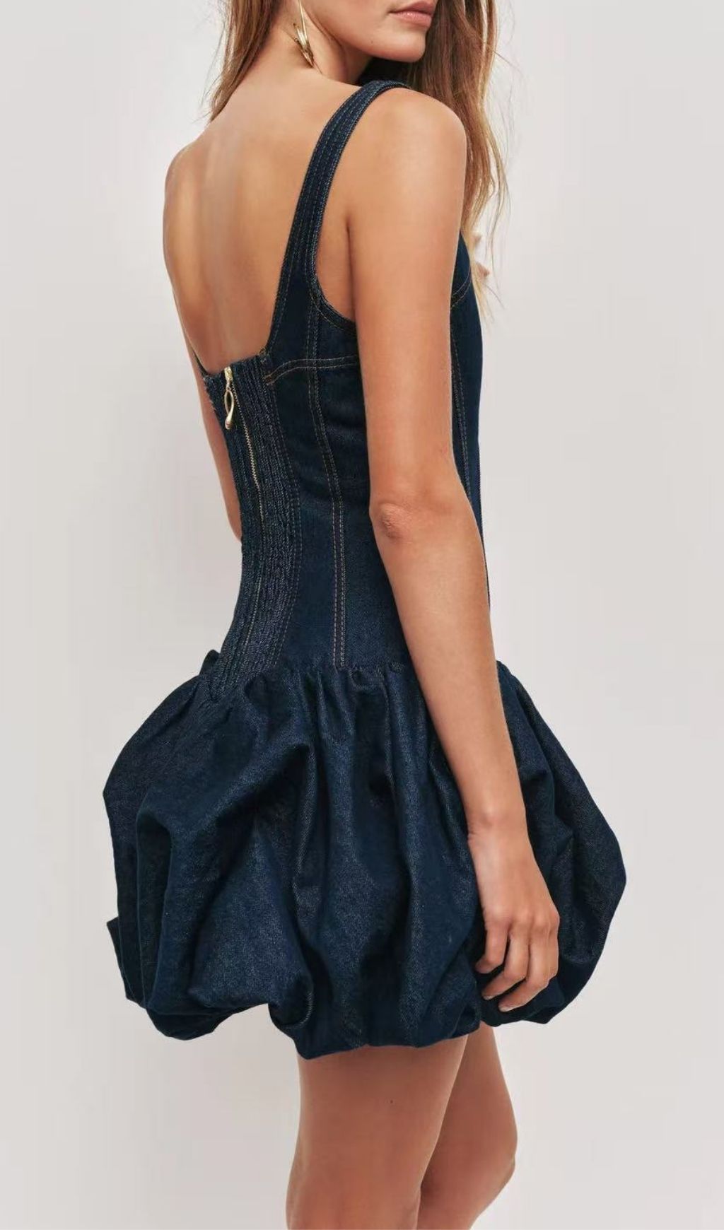 3b6ae31663caf6102b31fe722360bf5b.jpg Fashionslee Women Kifle Denim Flared Skirt Hem Mini Dress