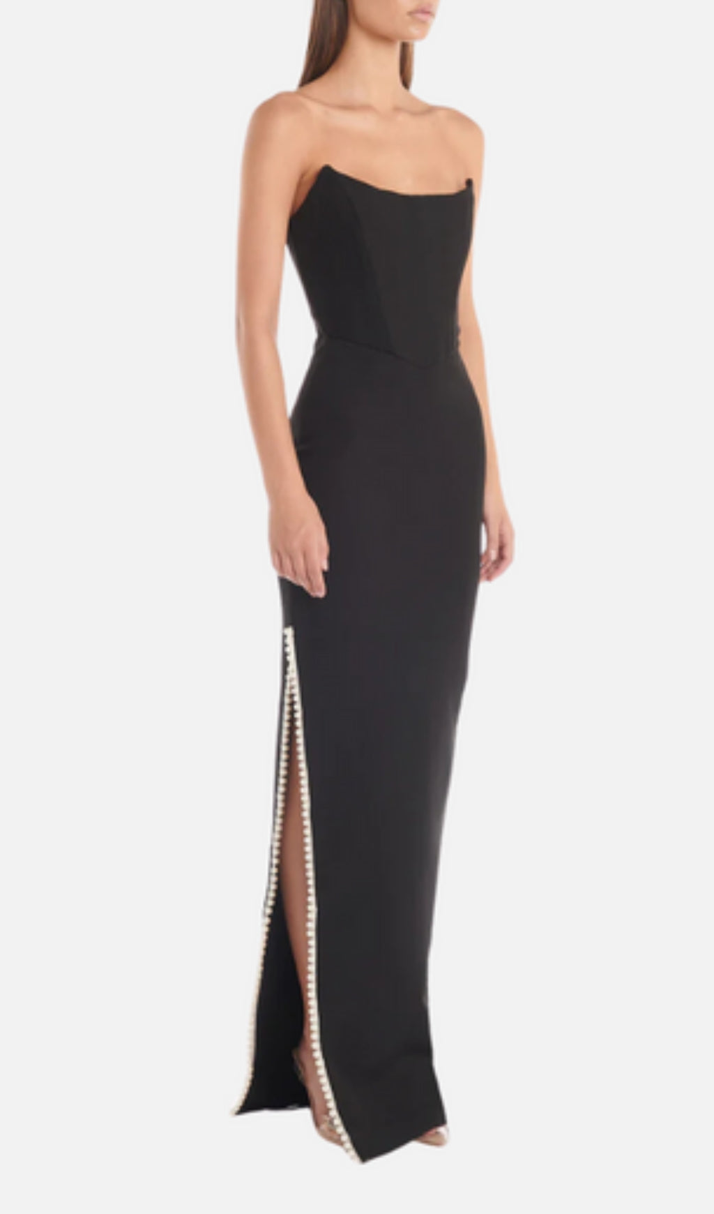 Fashionslee Women Black Split Thigh Gown