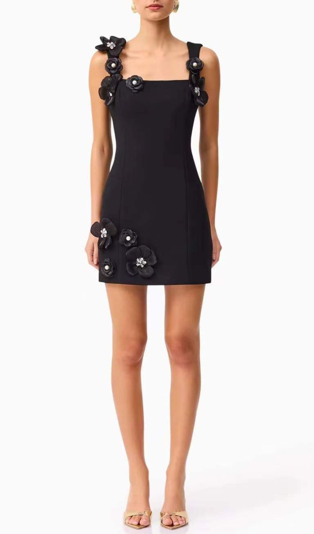Fashionslee Women Glison 3D Flower Embellished Mini Dress