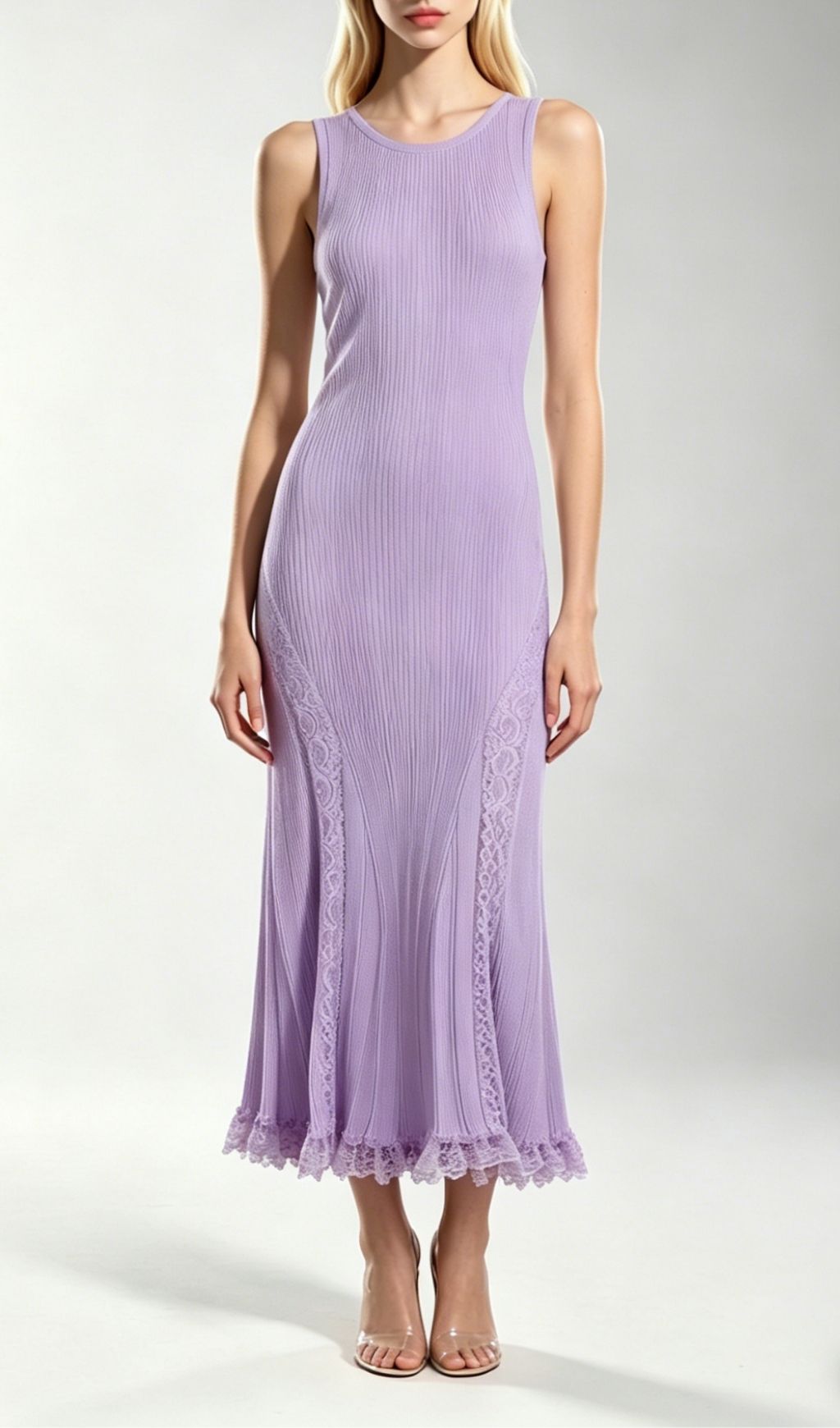 Fashionslee Women Kinzy Purple Sleeveless Lace Midi Dress
