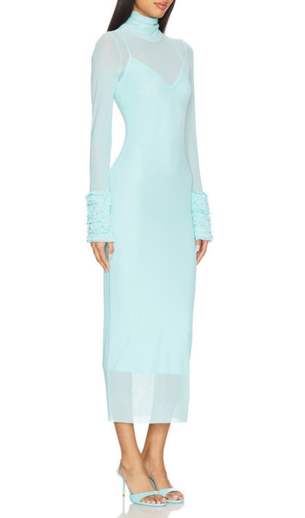 3bed40260e6b2d5ff9aac26f04a5687b.jpg Fashionslee Women Fabunni Long Sleeve Mesh Midi Dress