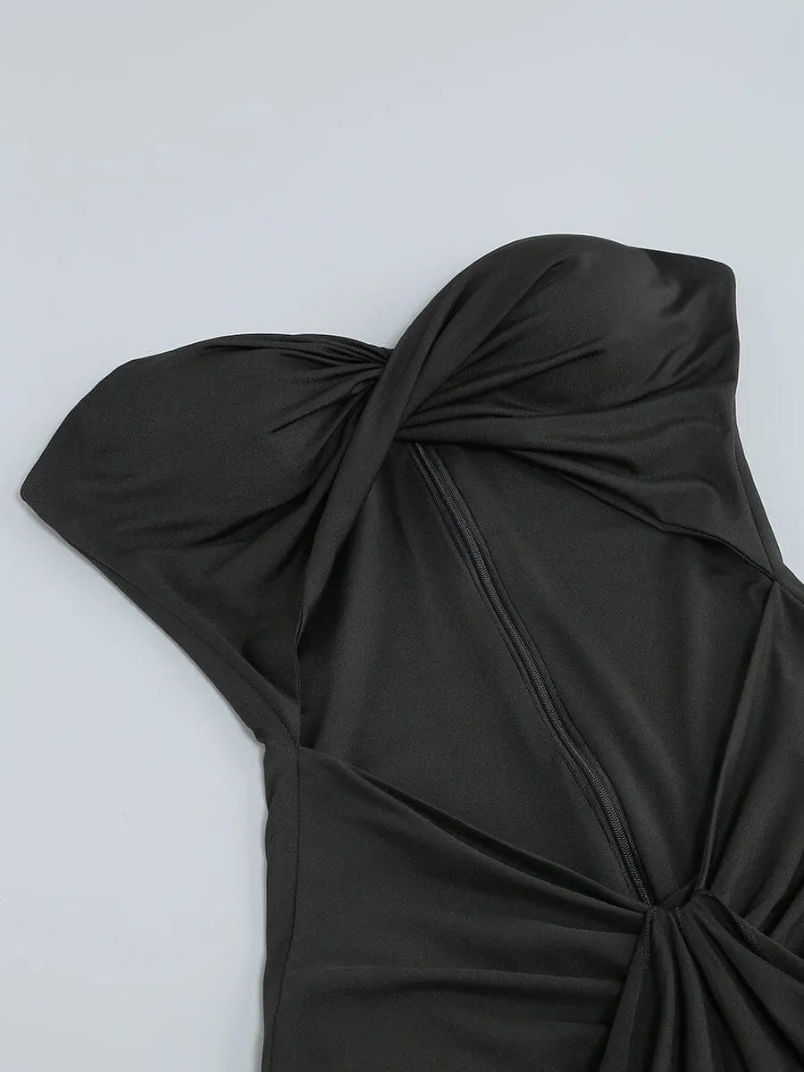 Fashionslee Women Bandeau Drape Maxi Dress In Black