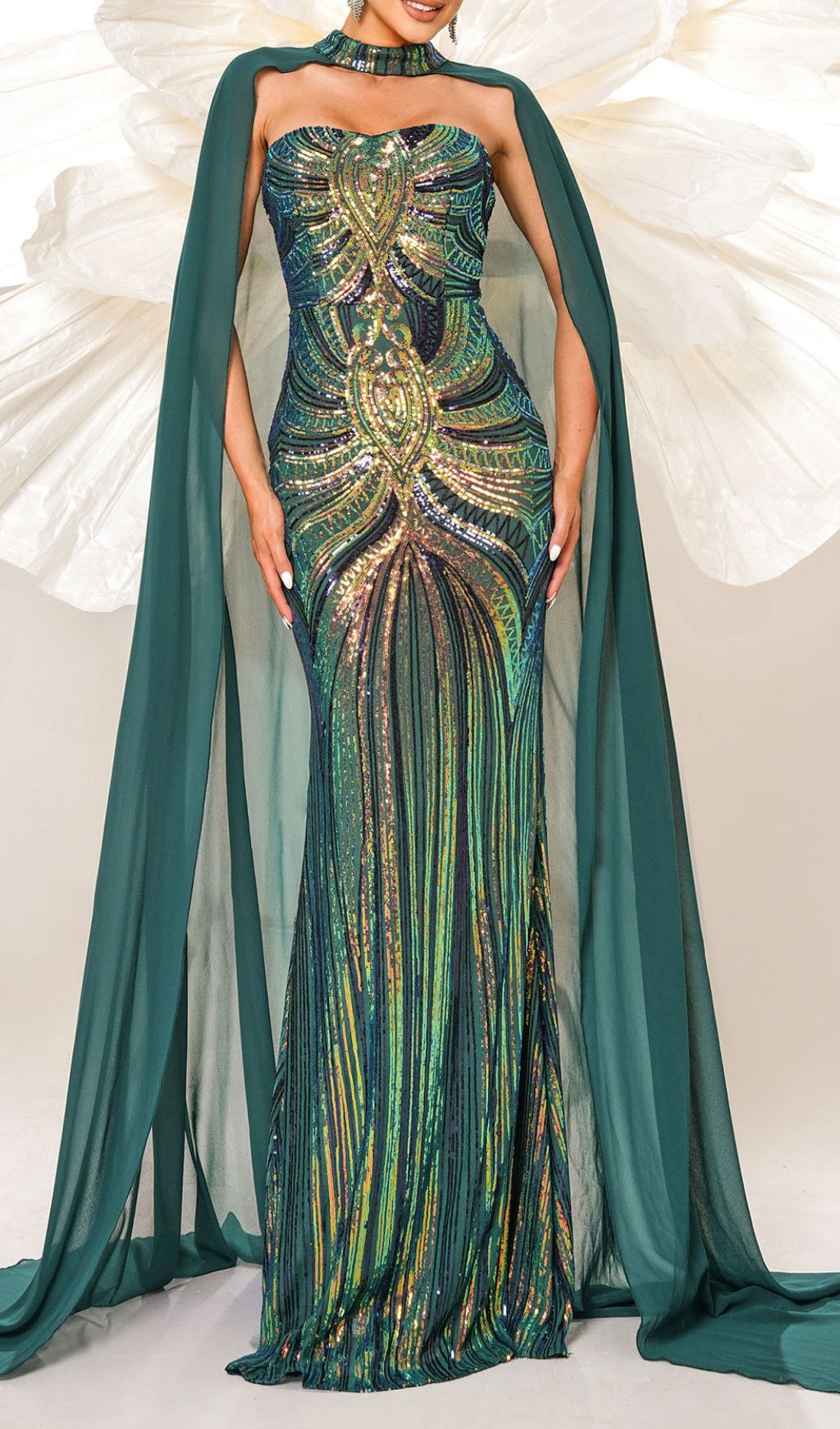 3c14593bc44cd1c24e166c5147608447.jpg Fashionslee Women Chalice Green Sequin Maxi Dress
