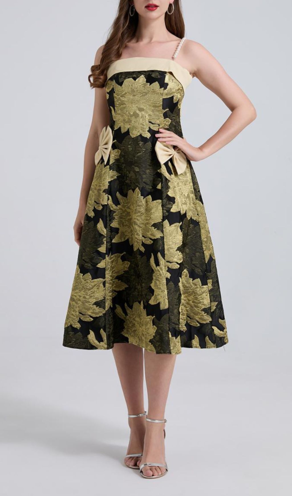 3c3be428e48ed27b8f0ab72a2c04b3e2.jpg Fashionslee Women Faylinn Flower Bow Pearl Midi Dress