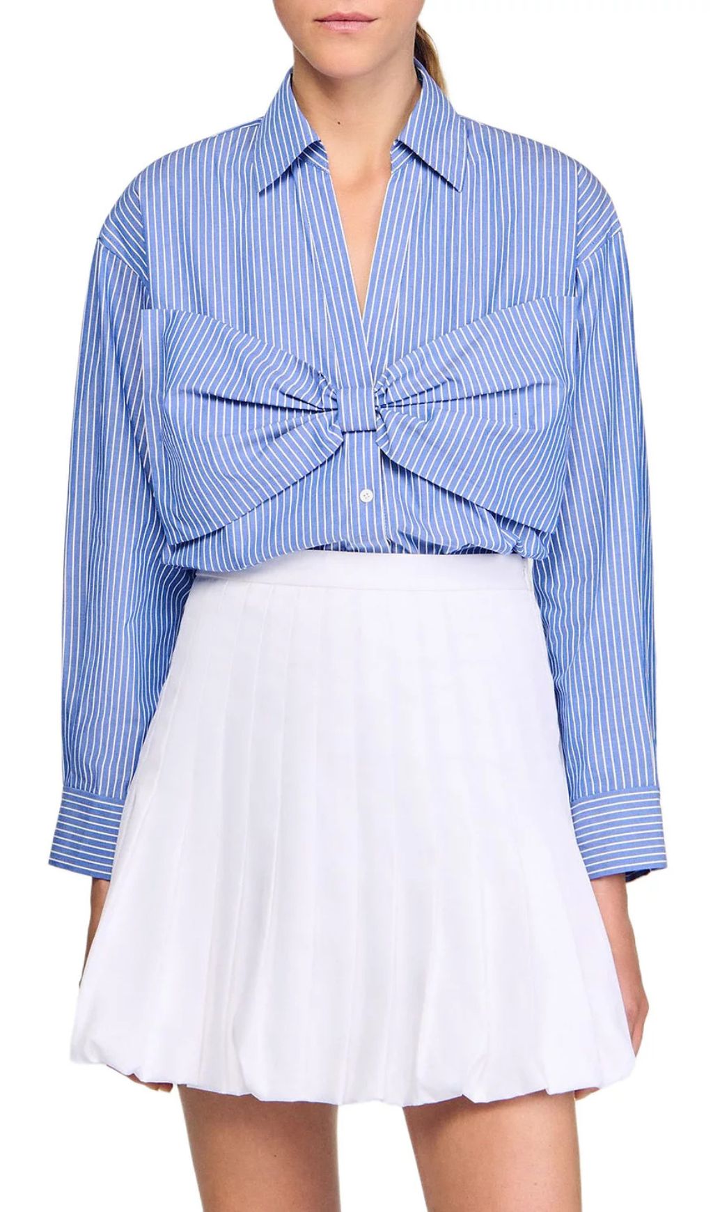 3c41a298424e2788e75b5384d78507f5.jpg Fashionslee Women Oversized Bow Shirt