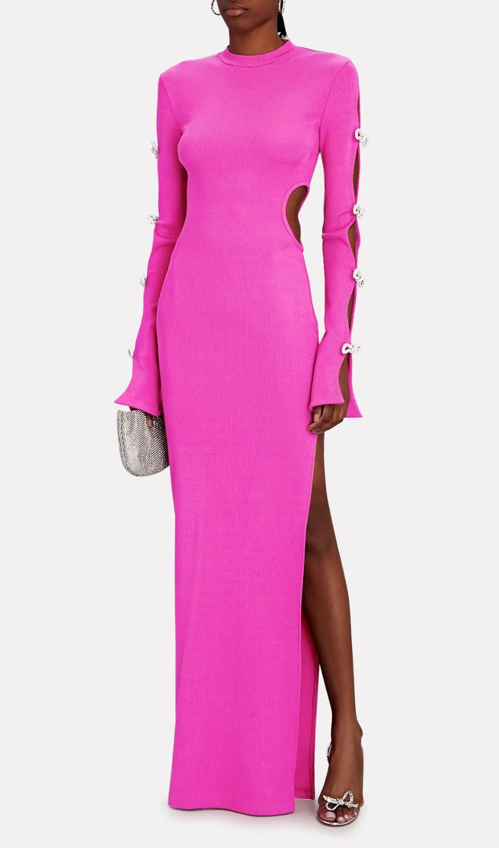 Fashionslee Women Bandage Cut Out Maxi Dress In Pink