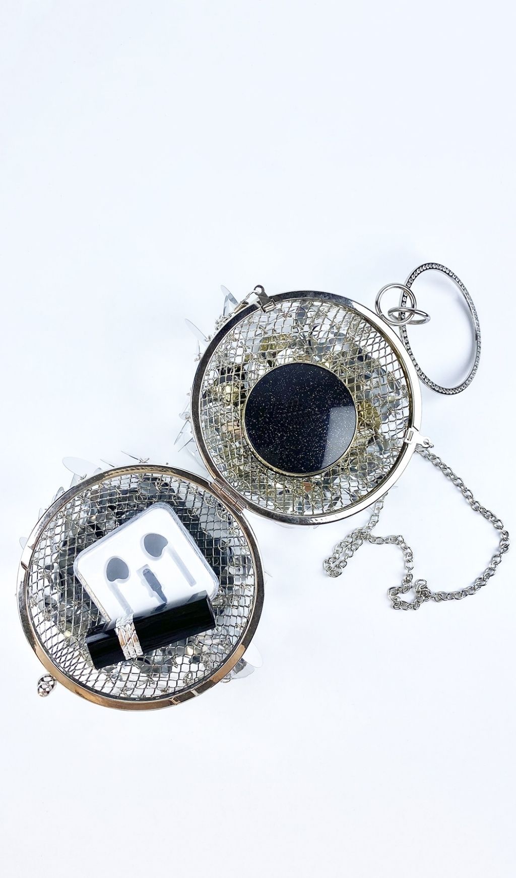 3c7ecc1a1b830e6669d0f6a48329c3f1.jpg Fashionslee Women Adaiba Silver Ball Sequin Bag