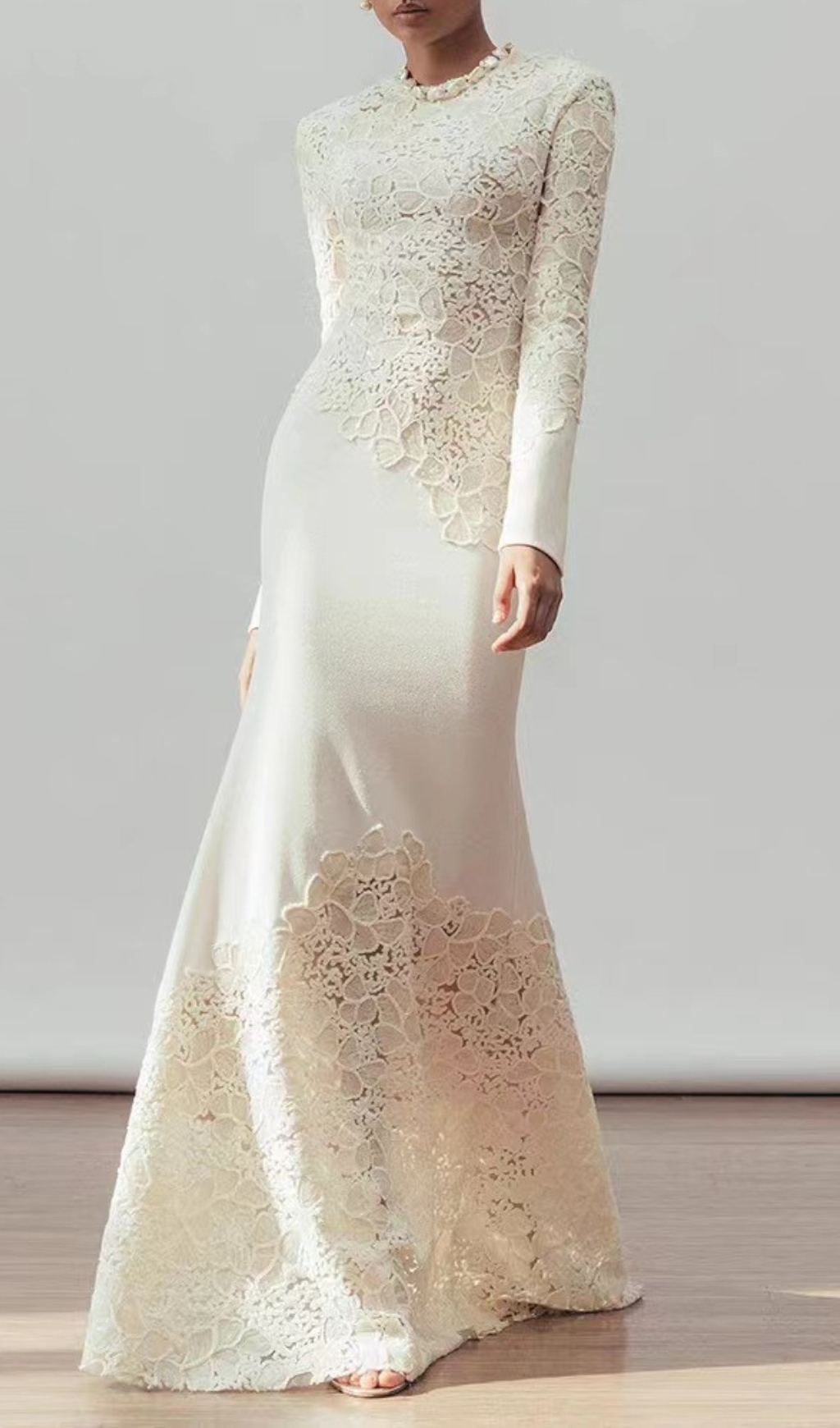 Fashionslee Women Elodie Lace Embroidery Long Sleeve Maxi Dress