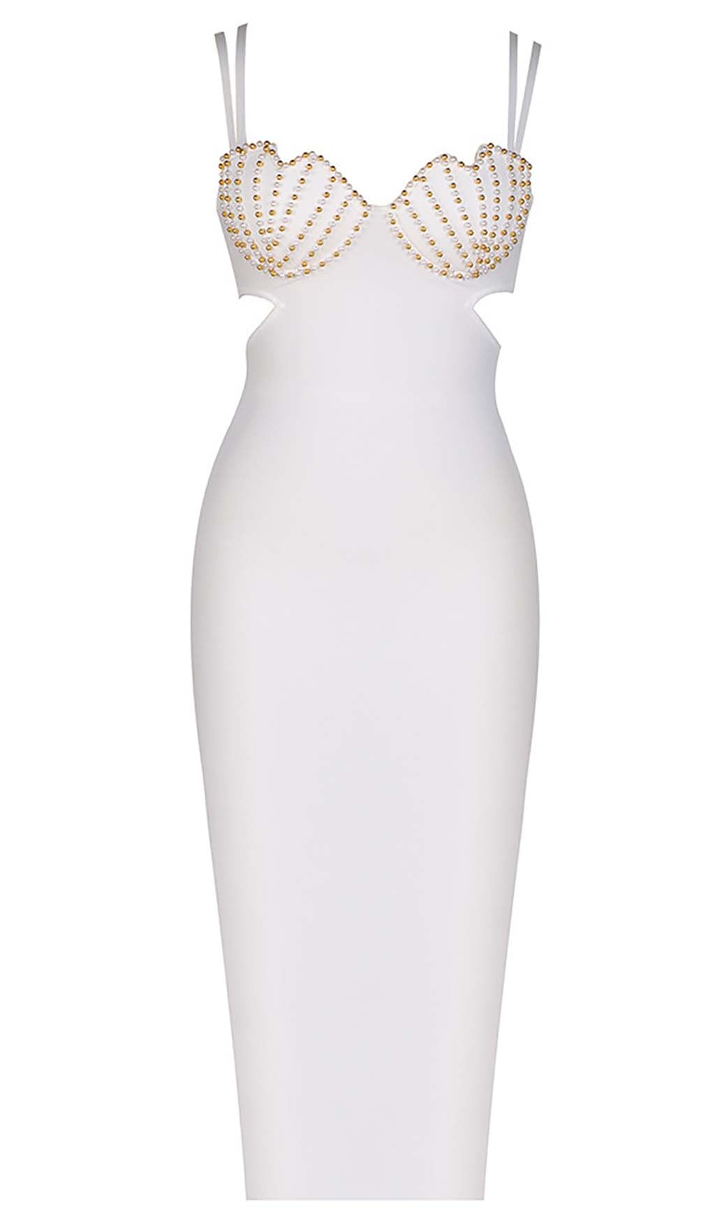 3d162caf88858cc1c652cc4a0e4f27a0.jpeg Fashionslee Women Shell Strap Beading Midi Dress In White
