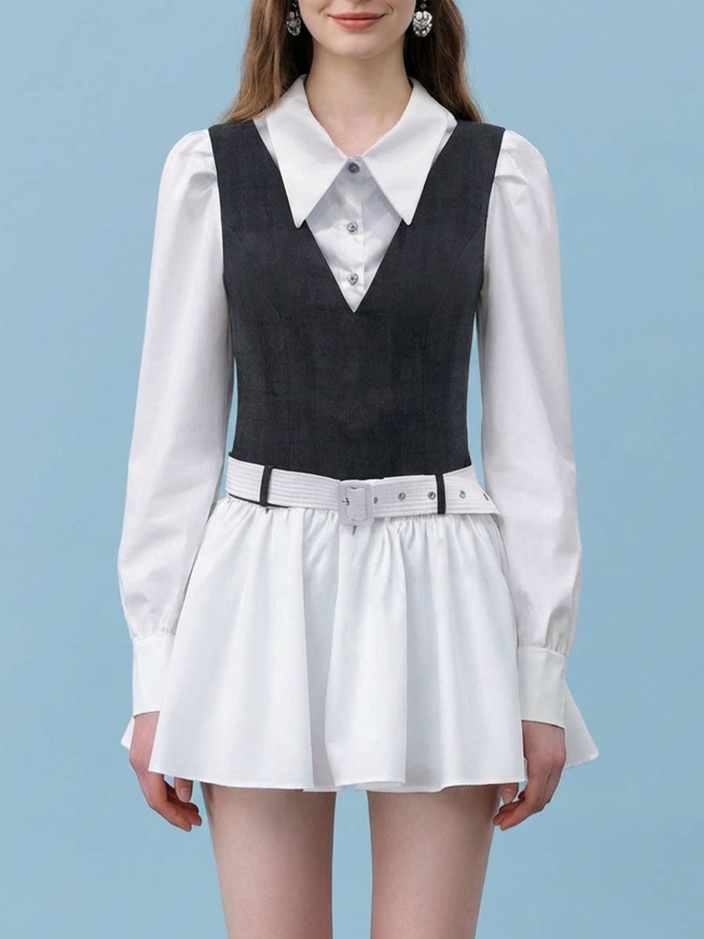 VINTAGE AESTHETIC BELTED MINI DRESS - OWNCI VINTAGE AESTHETIC BELTED MINI DRESS - OWNCI