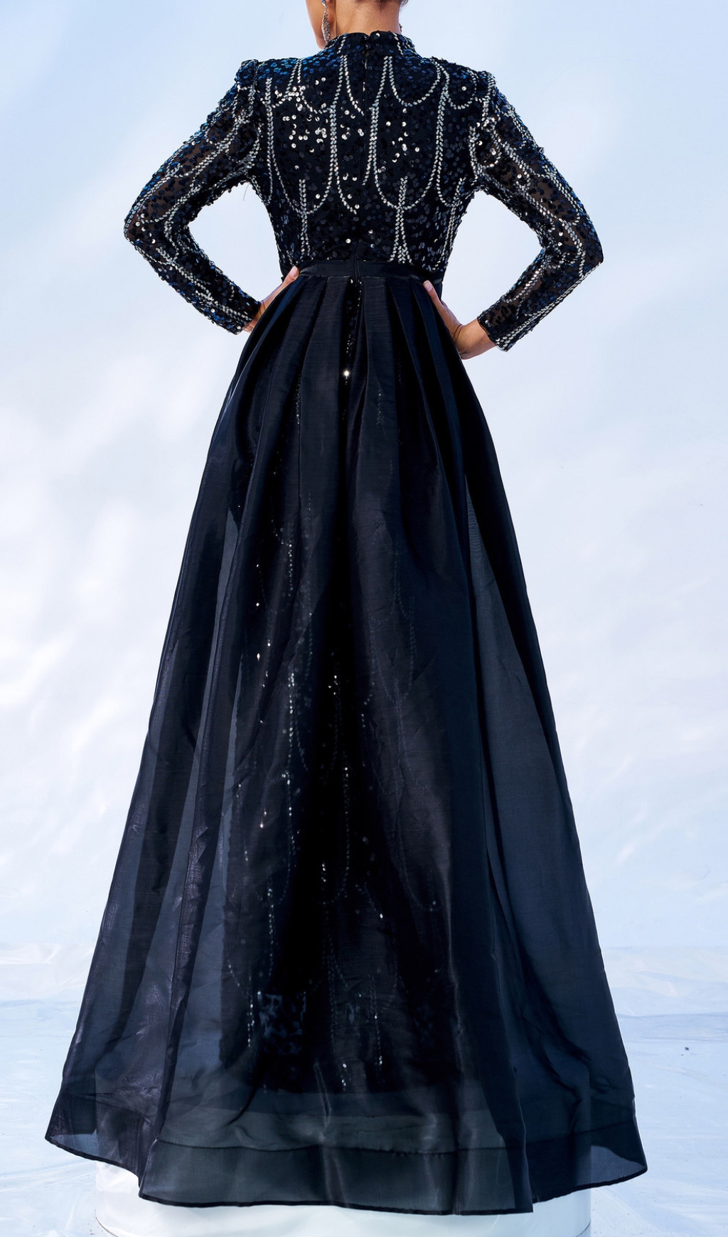 Fashionslee Women Concha Black Sequin Long Sleeve Maxi Dress