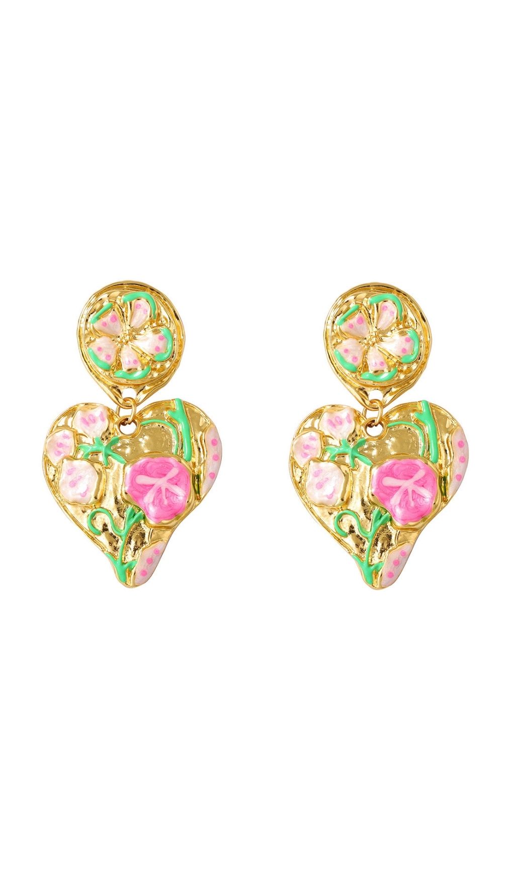 Fashionslee Women Jumelle Heart Flower Earrings