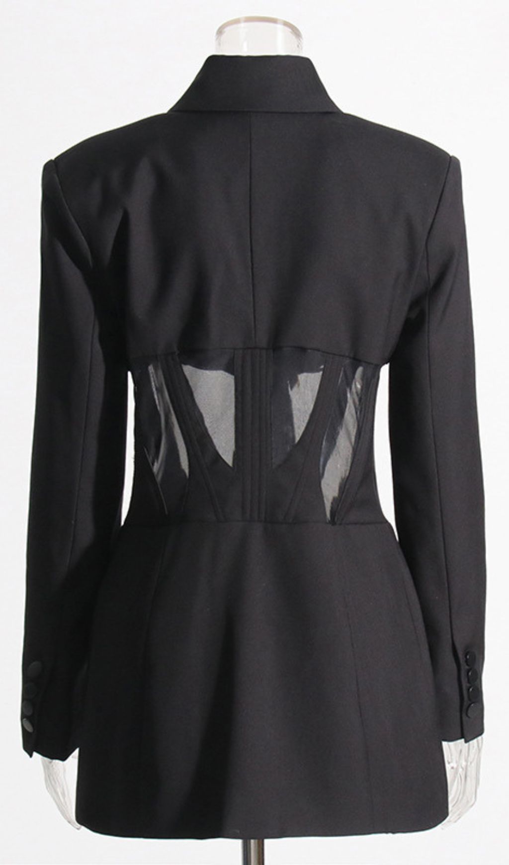 3d39bb271f2669c27d16f7ee575559f2.jpg Fashionslee Women Paneled Perspective Blazer In Black
