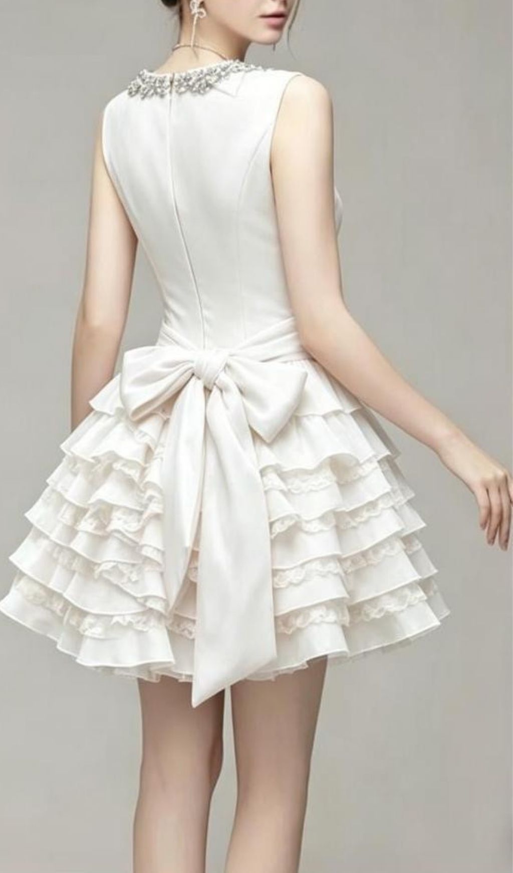 3d44550425b20d6c8eafacd11adbde81.jpg Fashionslee Women Kiersten White Diamante Bow Mini Dress