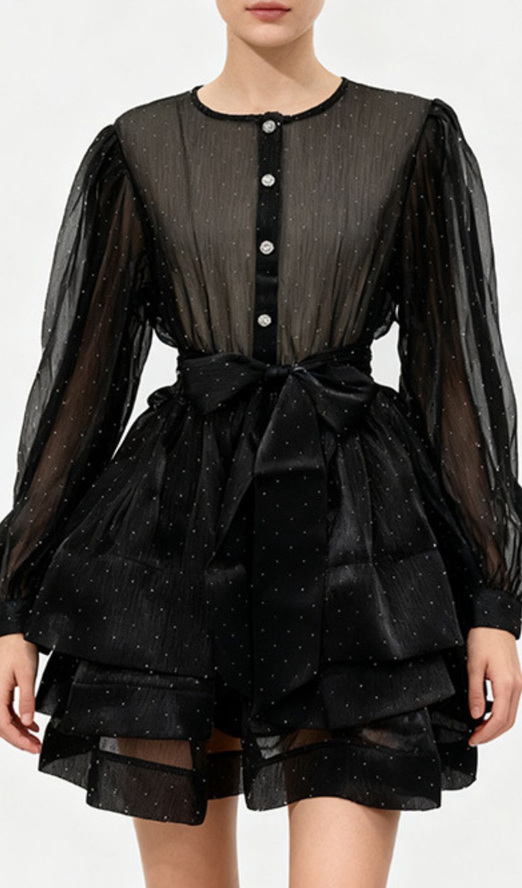 Fashionslee Women Jezebel Long Sleeve Layered Mini Dress
