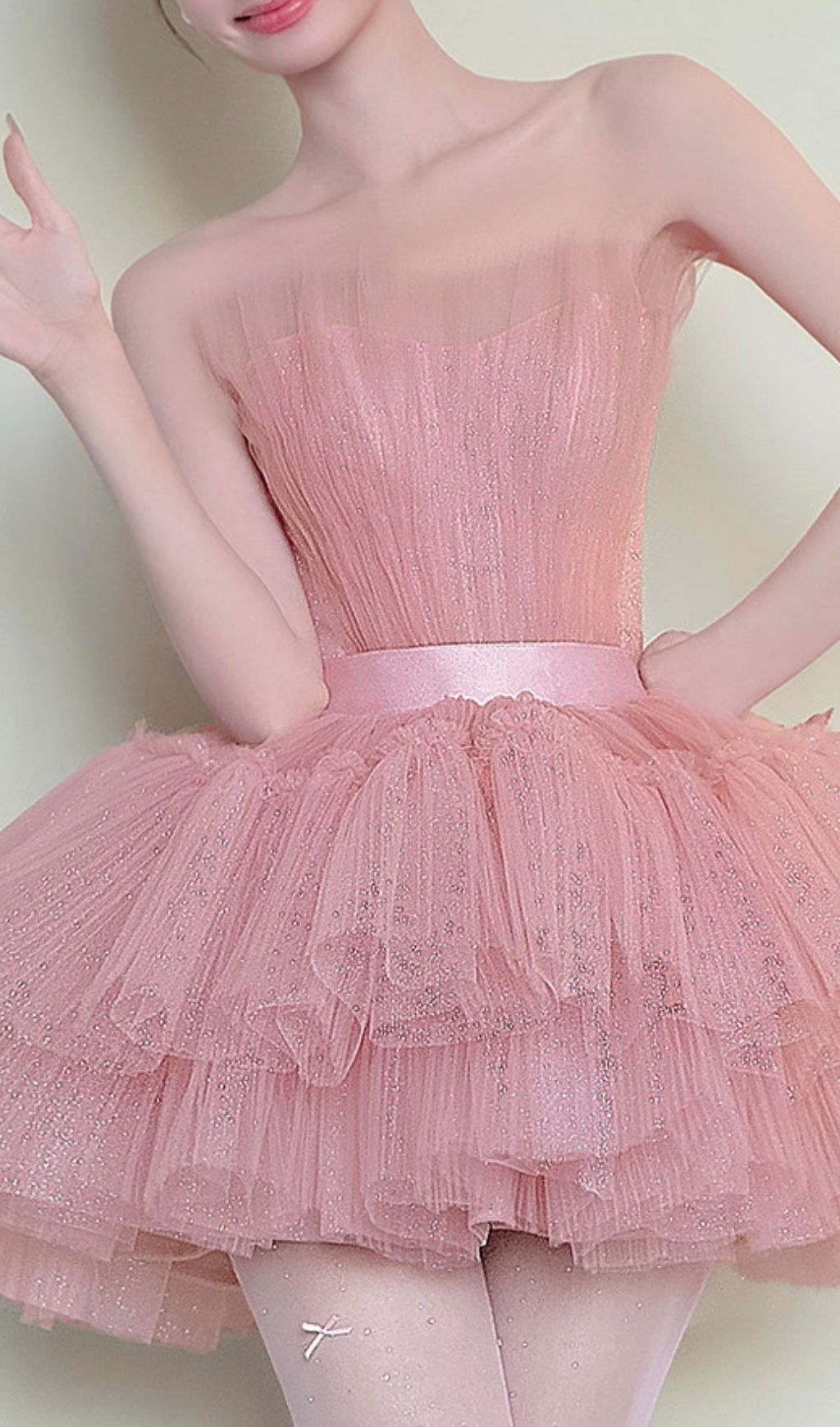 Fashionslee Women Kármen Pink Mesh Mini Dress
