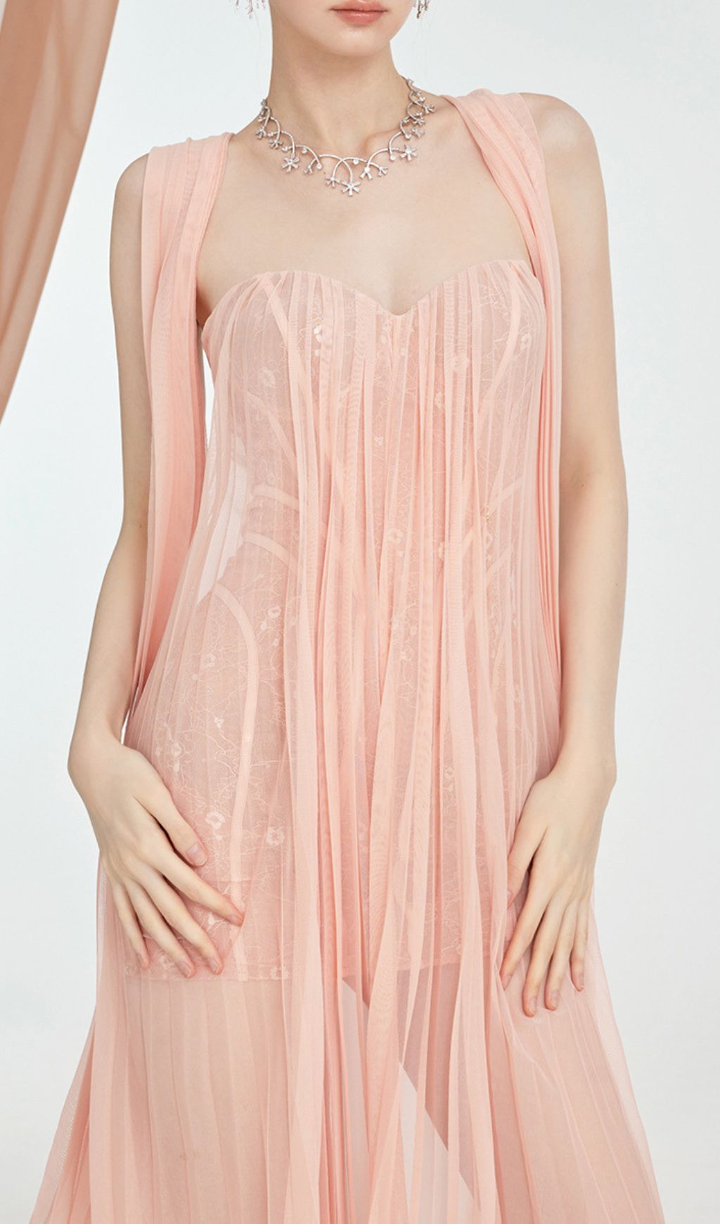 3d7bd97602ef690ef585605567f92a88.jpg Fashionslee Women Fintan Pink Strapless Mesh Lace Maxi Dress