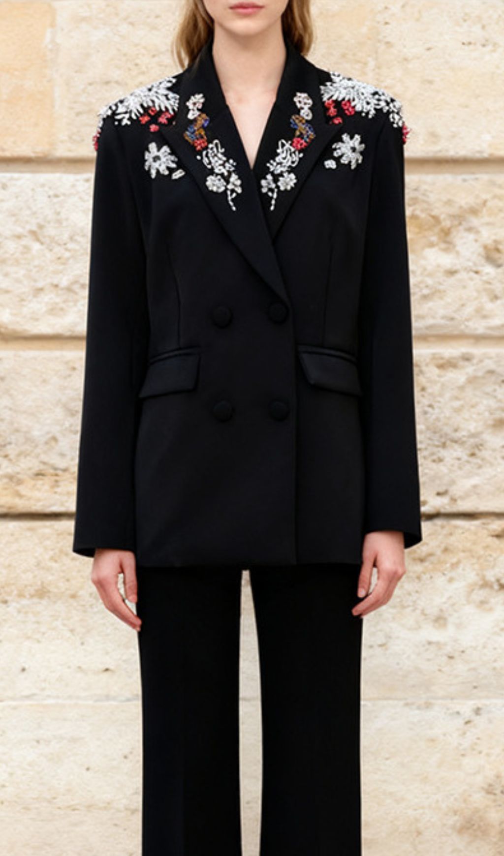 Fashionslee Women Idoya Diamante Flower Blazer