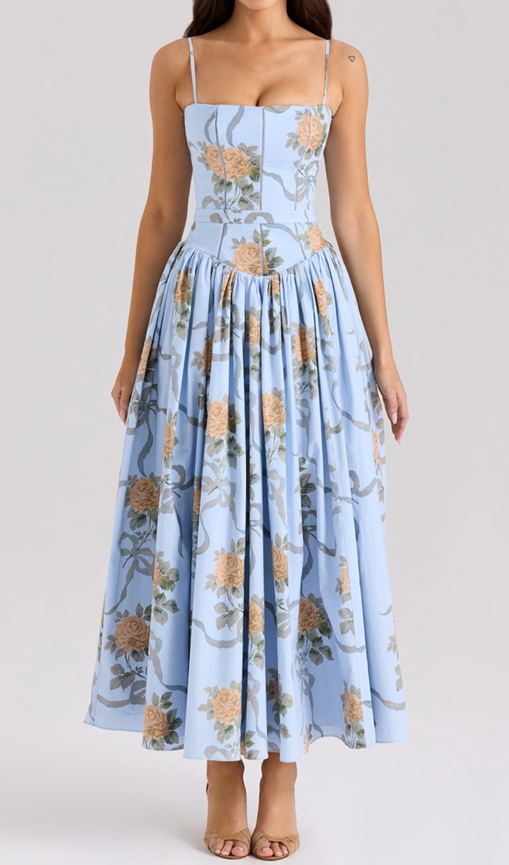 Fashionslee Women Ashira Blue Floral Maxi Dress