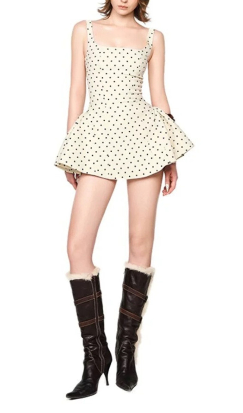 TRENDING WHITE DOT STRAP MINI DRESS - OWNCI TRENDING WHITE DOT STRAP MINI DRESS - OWNCI