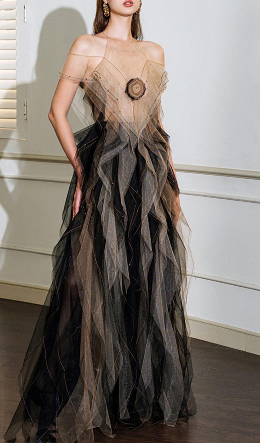 3e6c6967d11ecd283974f3de6786c306.jpg Fashionslee Women Dinos Mesh Ruffle Maxi Dress