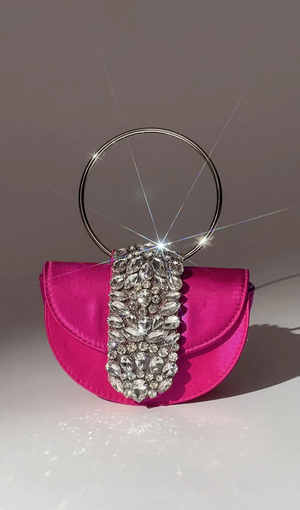 HOT PINK SATIN CRYSTAL CLUTCH MUST-HAVE - OWNCI HOT PINK SATIN CRYSTAL CLUTCH MUST-HAVE - OWNCI