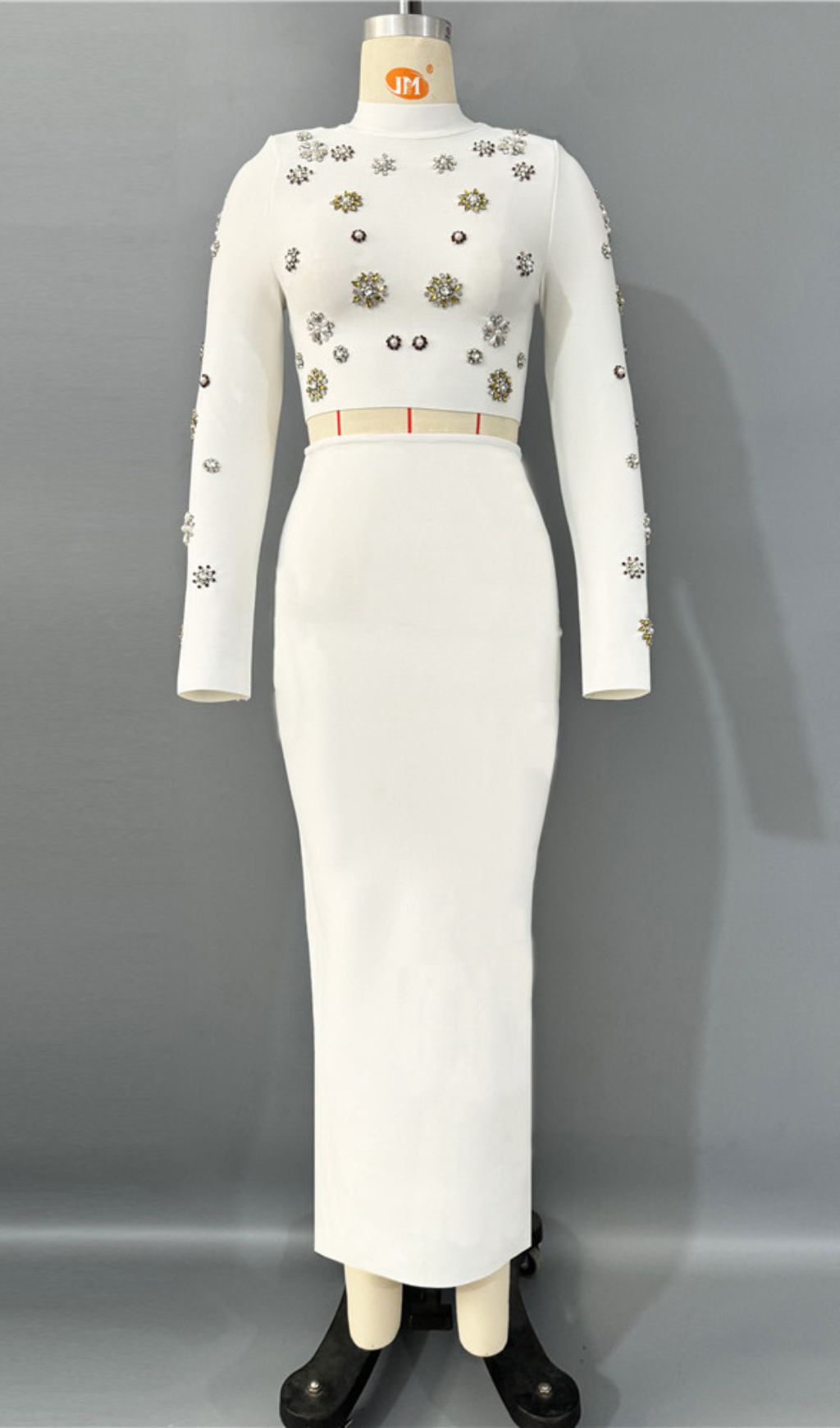 3e7a238f3e71e0be2324ffff809eb61a.png Fashionslee Women Guerra White Beaded Long Sleeve Two-Piece Set